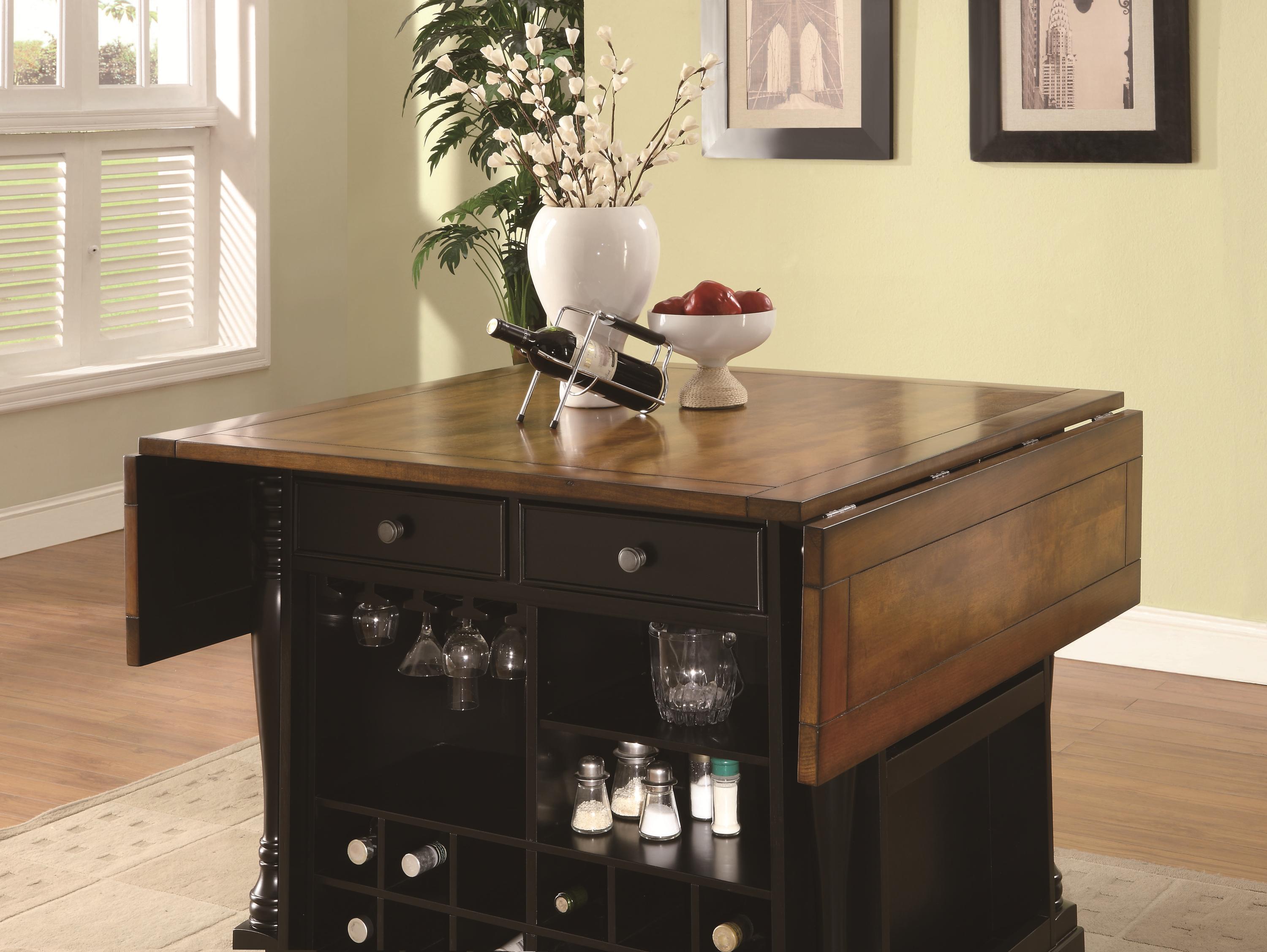 Coaster Kitchen Carts 102270 TwoTone Kitchen Island with Drop Leaves Value City Furniture